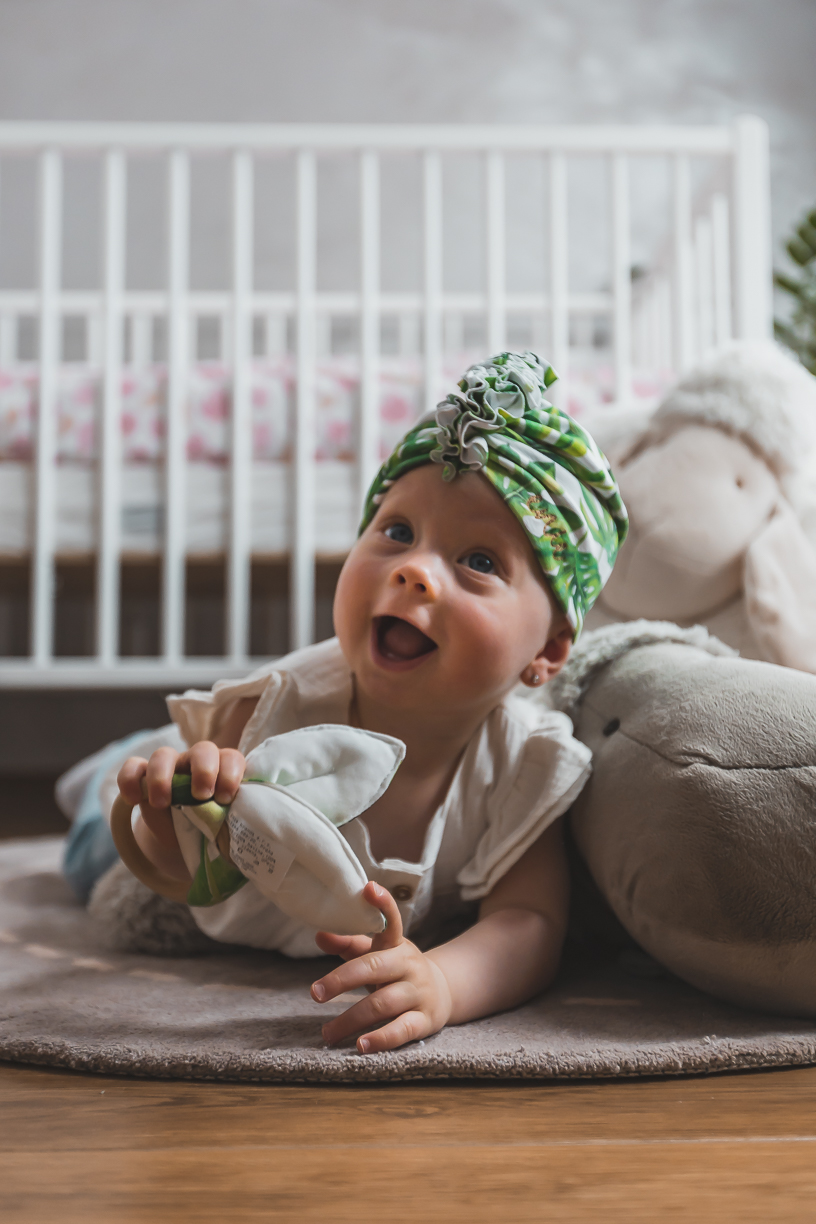 enie baby Turban - dětská čepice 9-12m Tropical leaves