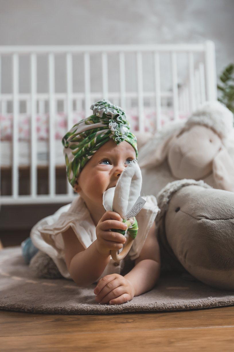 enie baby Turban - dětská čepice 9-12m Tropical leaves