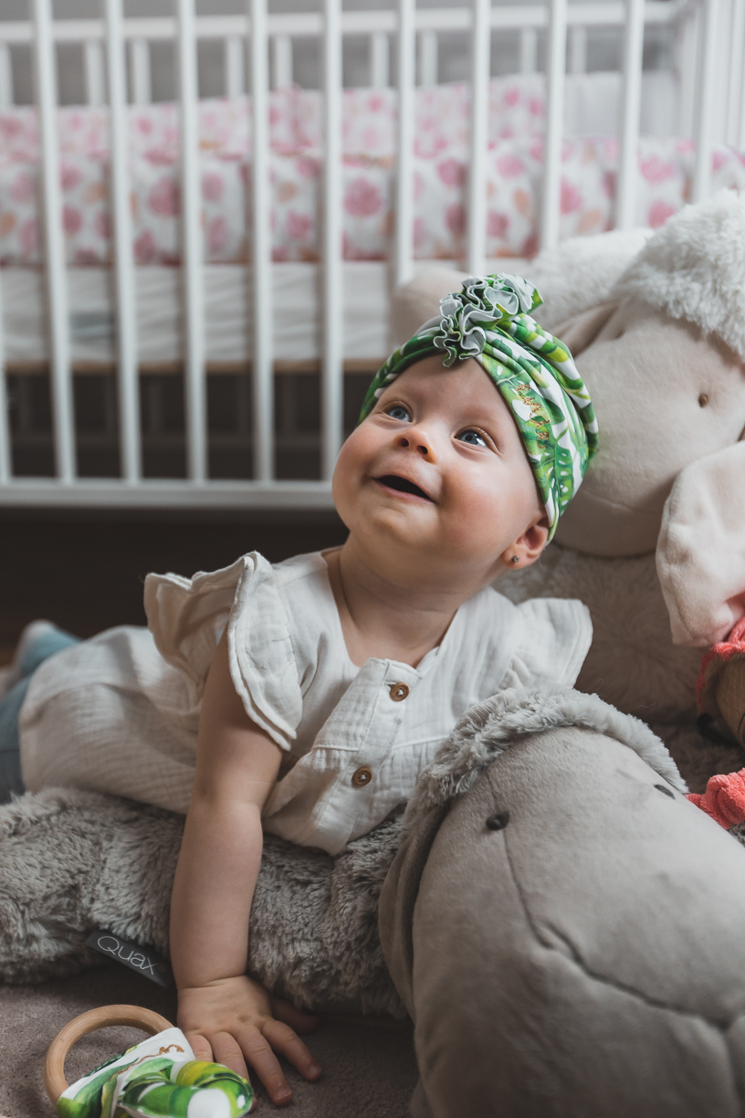 enie baby Turban - dětská čepice 12-16m Tropical leaves