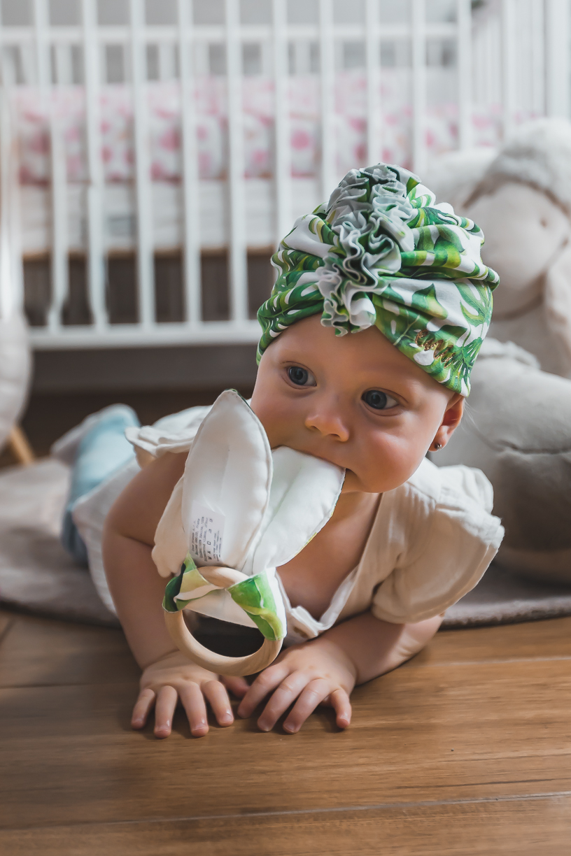 enie baby Turban - dětská čepice 12-16m Tropical leaves