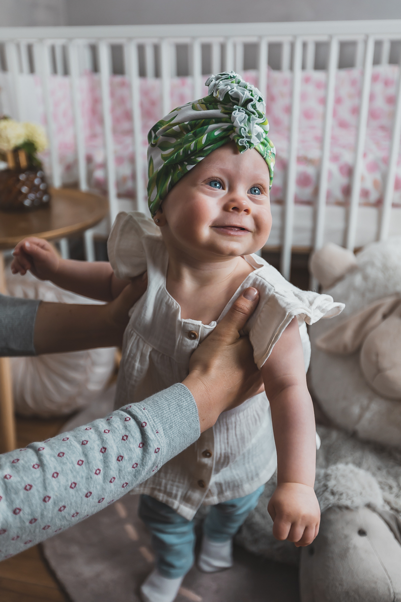 enie baby Turban - dětská čepice 12-16m Tropical leaves