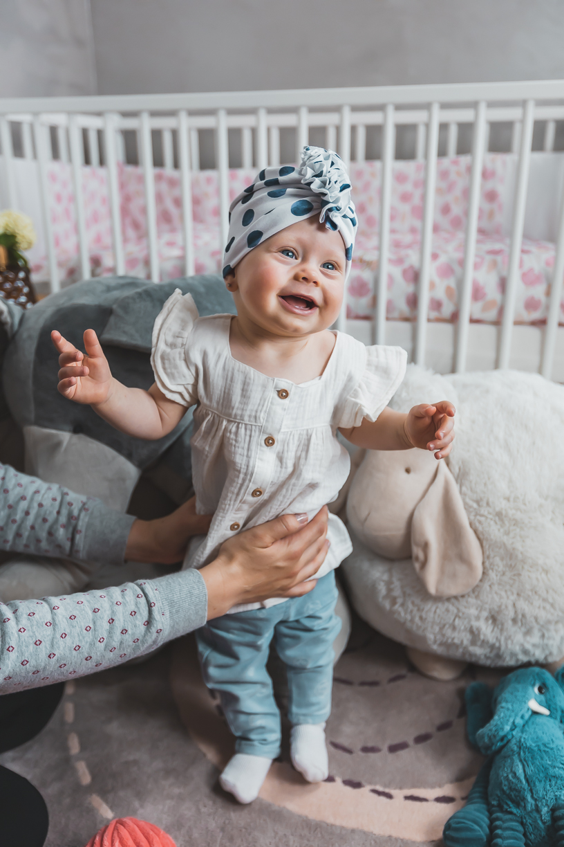 enie baby Turban - dětská čepice 3-6m Blue circle