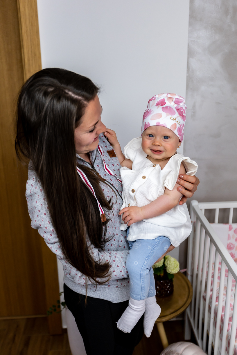 enie baby Dětská čepice 3-6m Pink Flowers