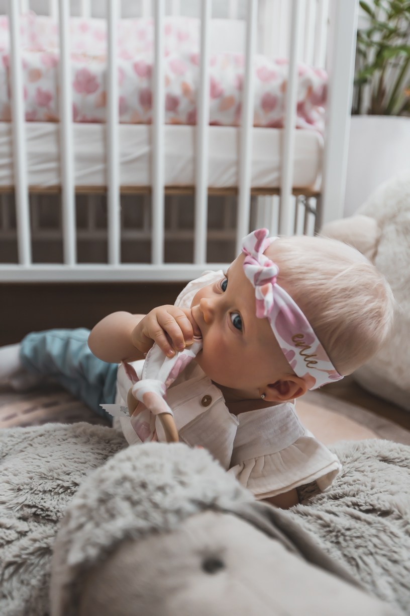 enie baby Dětská čelenka Sweet 9-12m Pink Leaves