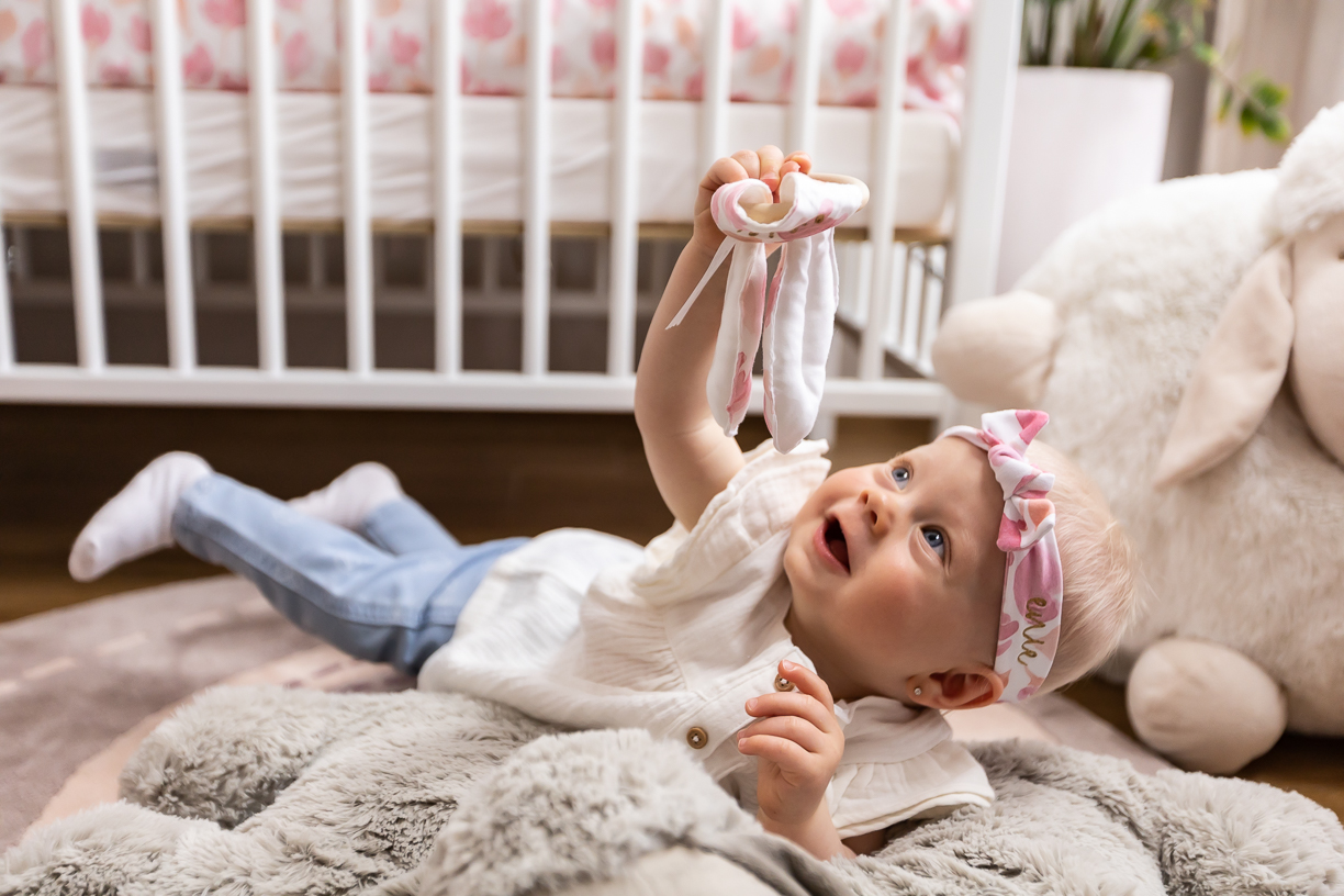 enie baby Dětská čelenka Sweet 9-12m Pink Leaves