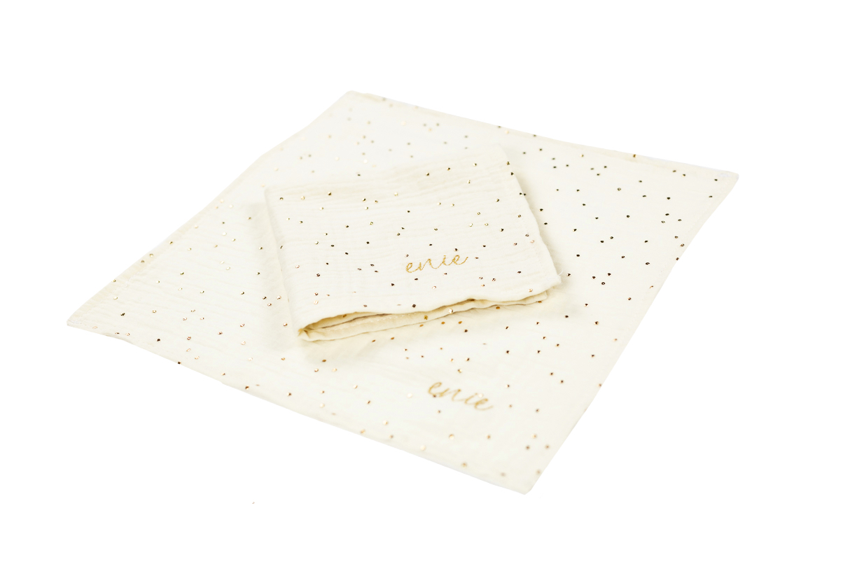 enie baby Mušelínové plenky 30x30cm béžové se zlatými puntíky - 2ks