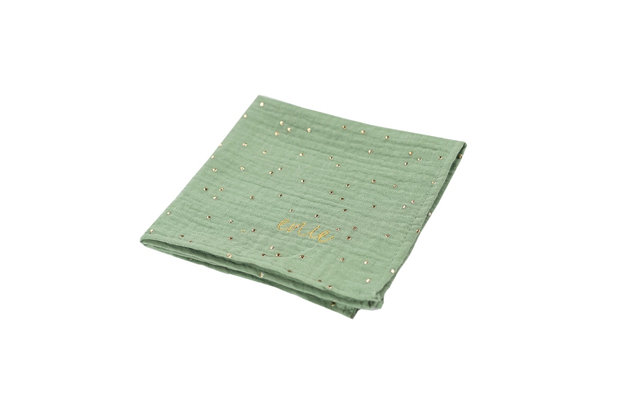 enie baby Mušelínové plenky 30x30cm khaki se zlatými puntíky - 2ks
