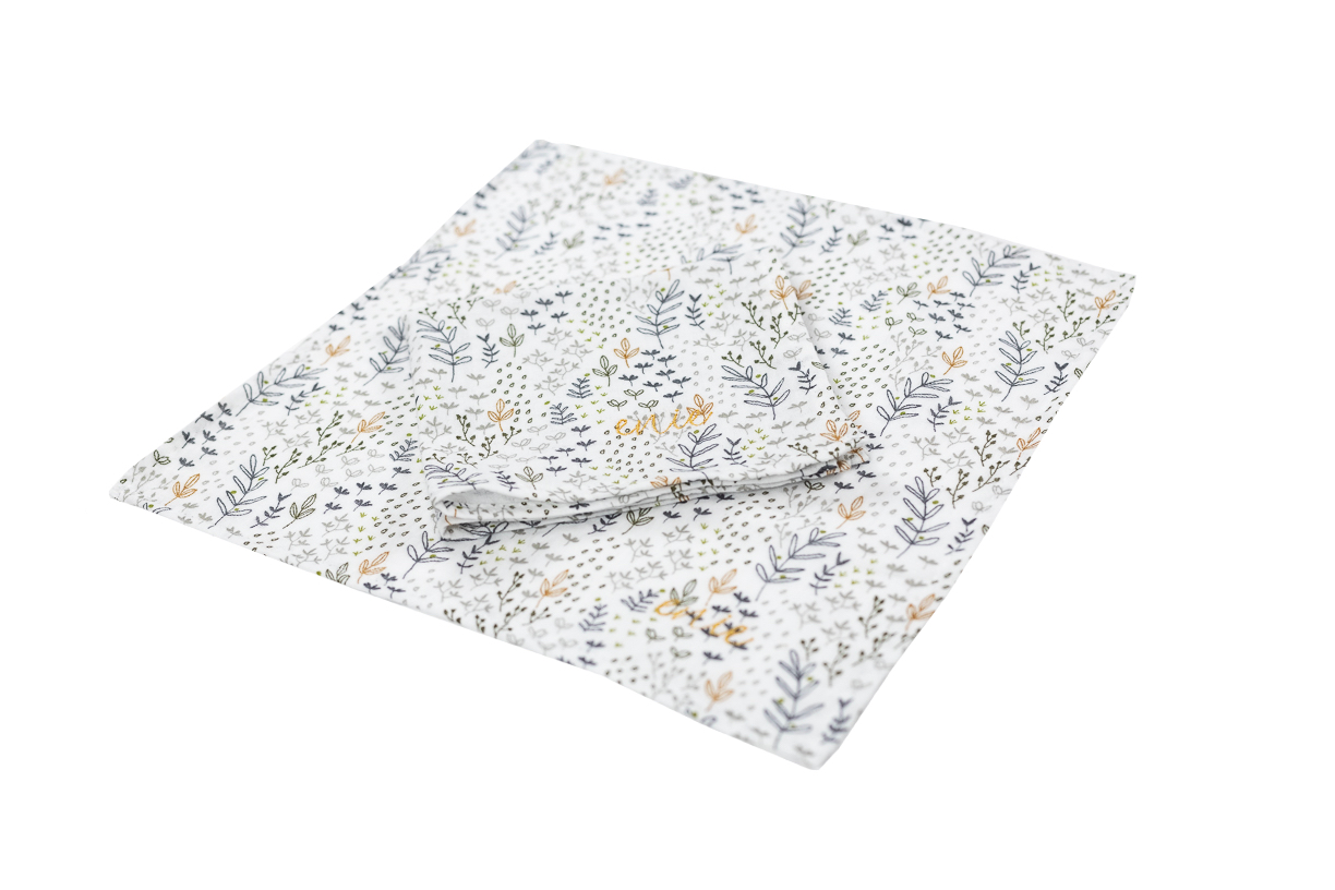 enie baby Mušelínové plenky 30x30cm bílé s černými květy - 2ks