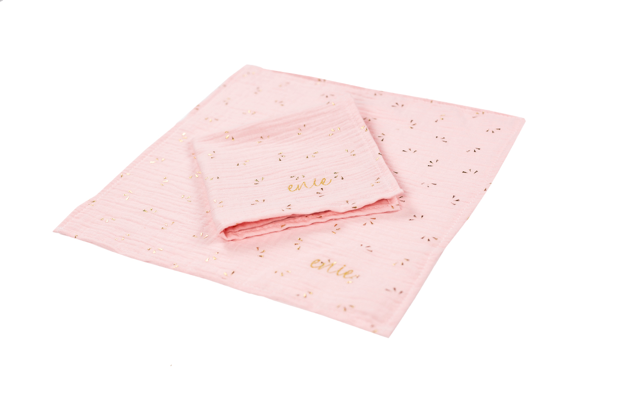 enie baby Mušelínové plenky 30x30cm růžové se zlatými trojúhelníčky - 2ks