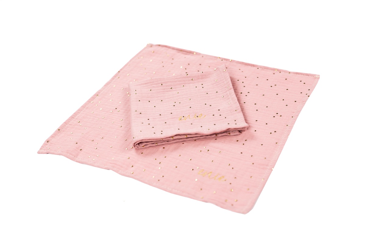 enie baby Mušelínové plenky 30x30cm vínové se zlatými puntíky - 2ks