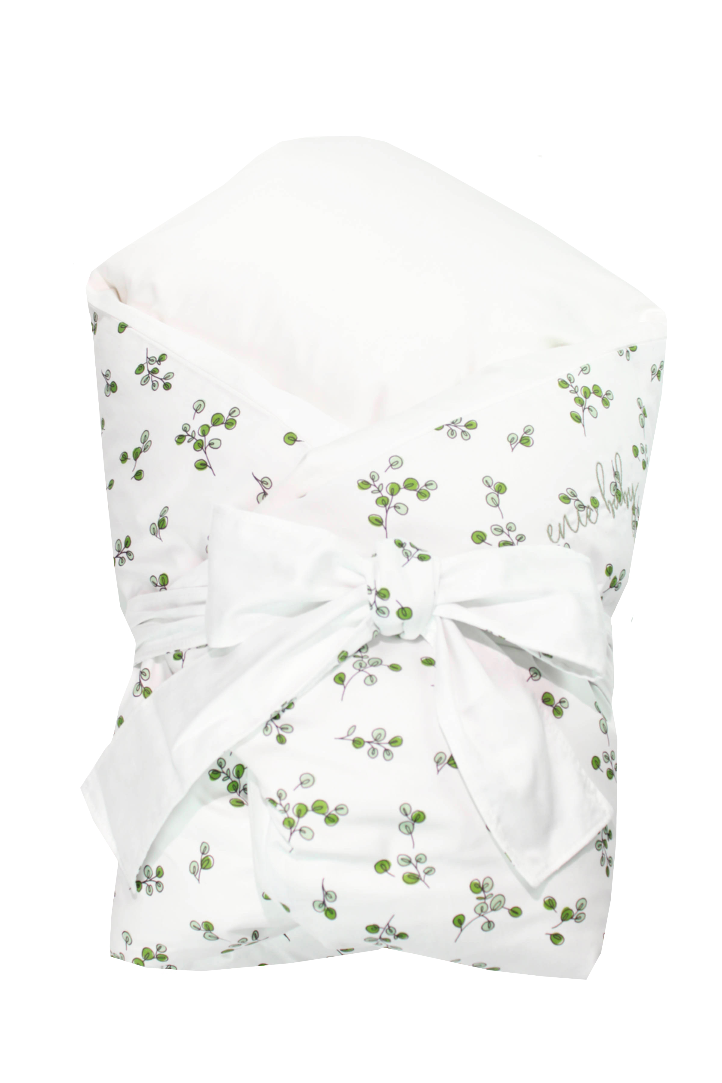 enie baby Péřová zavinovačka 80x80 cm GREEN LEAVES / WHITE