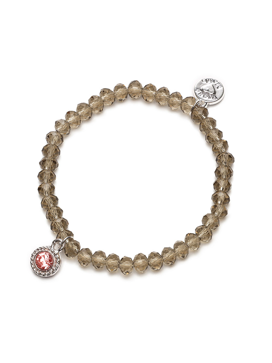 Proud MaMa Náramek Charm s růžovým kamínkem béžový 314