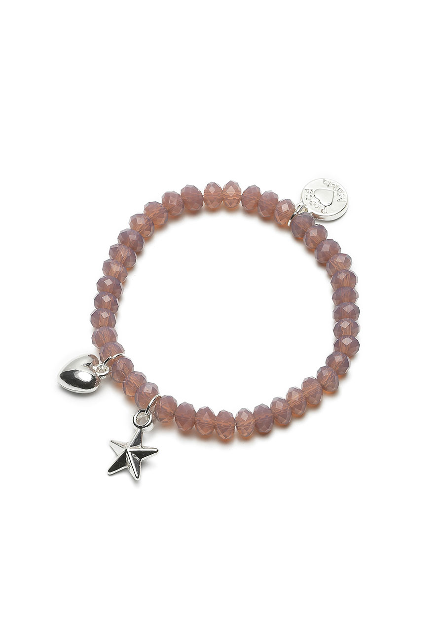 Proud MaMa Náramek Charm s hvězdičkou a srdíčkem růžový 409