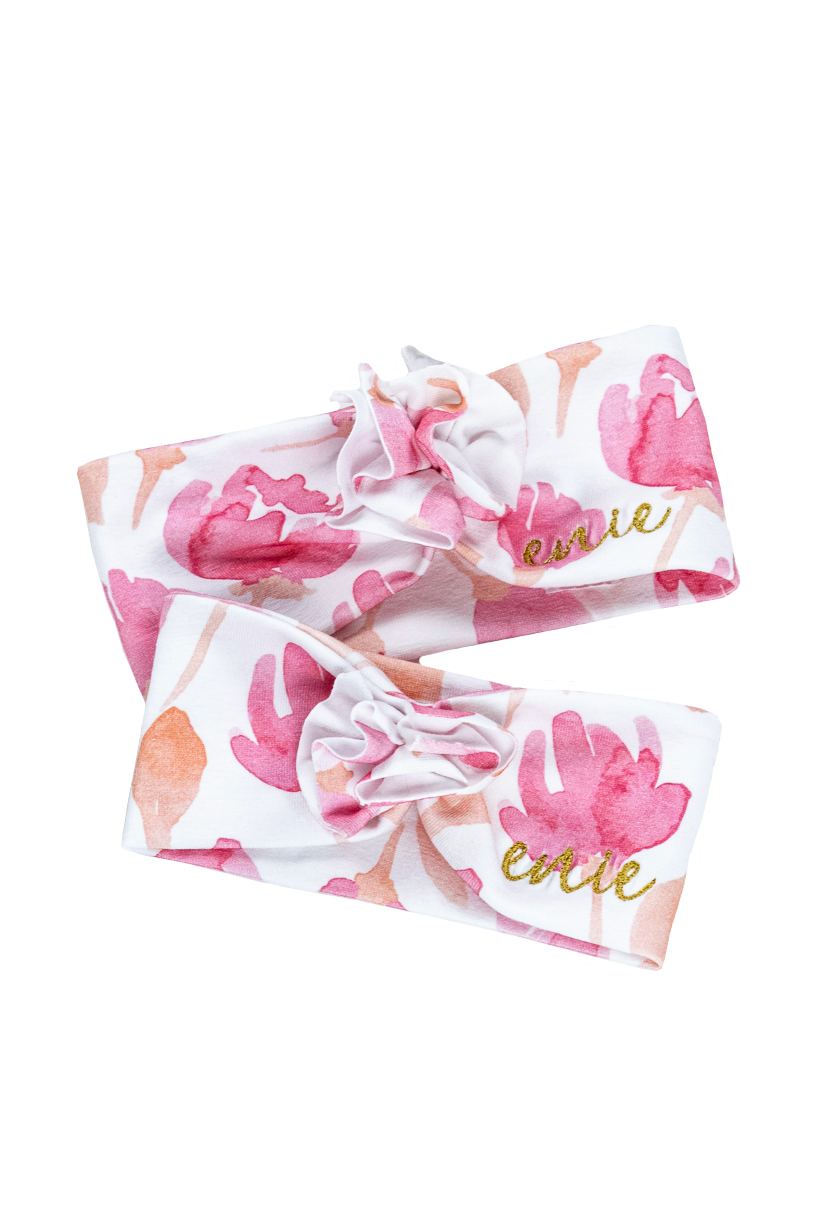 enie baby Dětská čelenka Happy 0-3m Pink Leaves