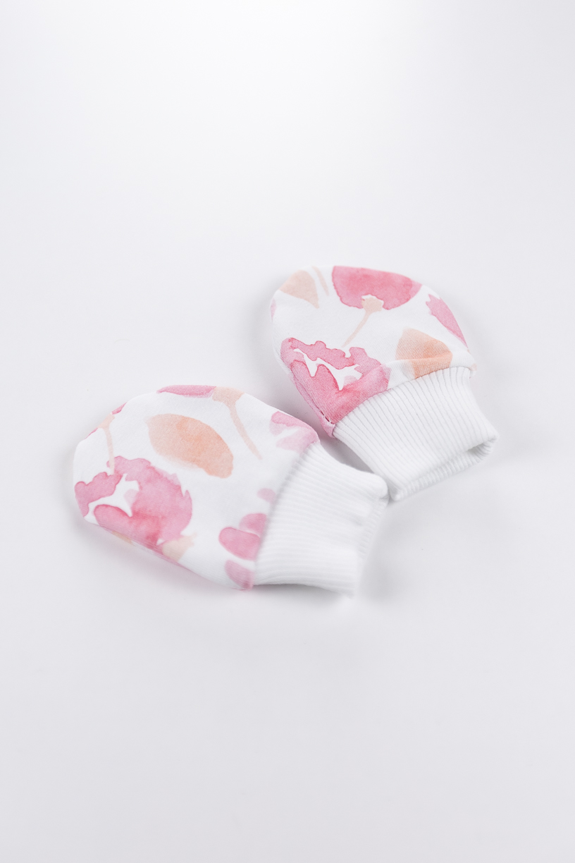 enie baby Novorozenecké rukavičky vel. 62-68 Pink Leaves