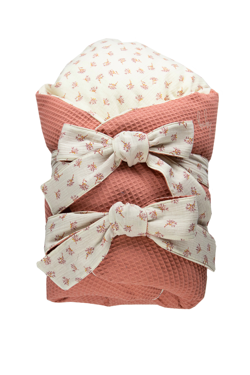 enie baby Zavinovačka VAFLOVÁ  melange/květy  80x80 cm z dutého vlákna