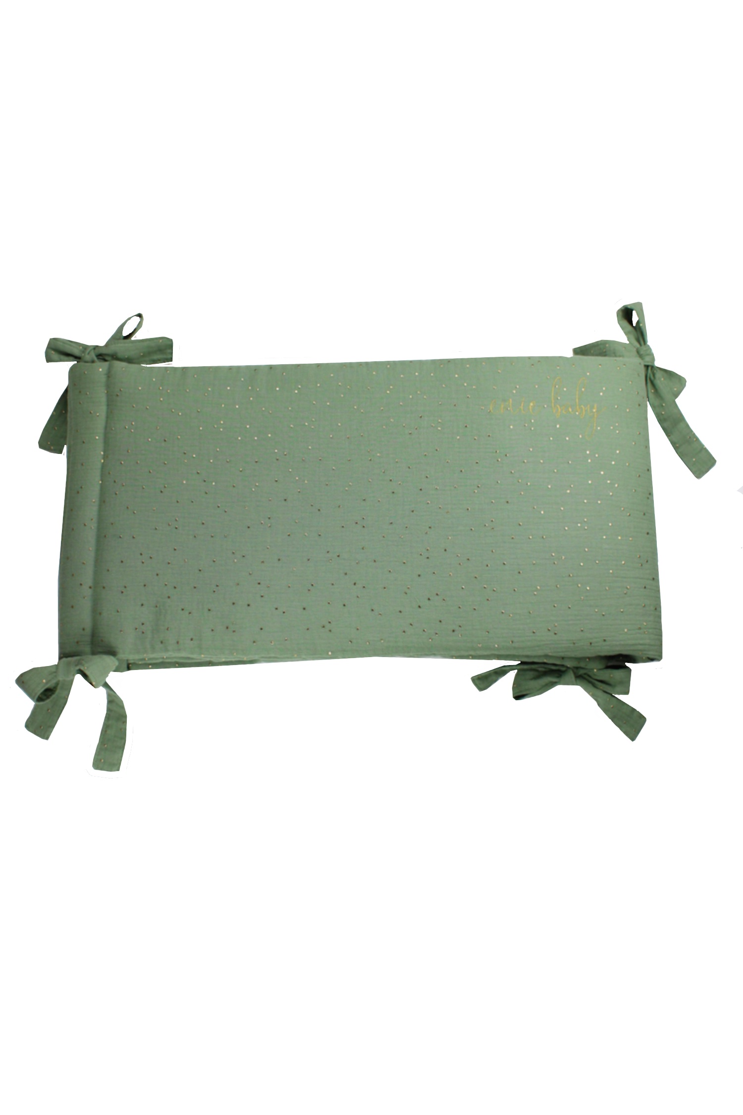 enie baby Mušelínový mantinel khaki se zlatými puntíky