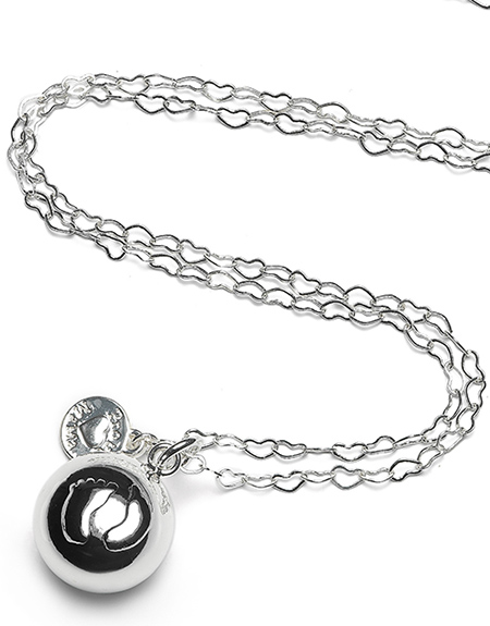 Proud MaMa Přívěšek mexická bola Heartchain kulička s dětskou nožičkou v barvě stříbrné 426