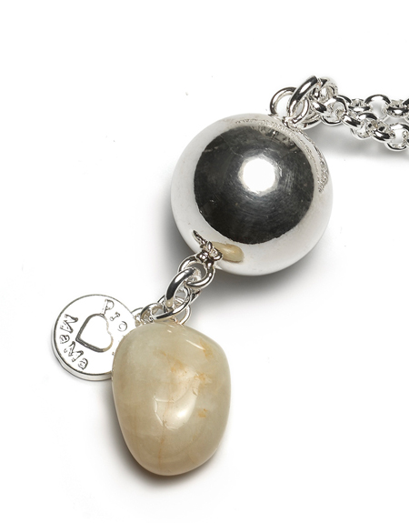 Proud MaMa Přívěšek mexická bola Gemstone měsíční kámen v barvě stříbrné 328