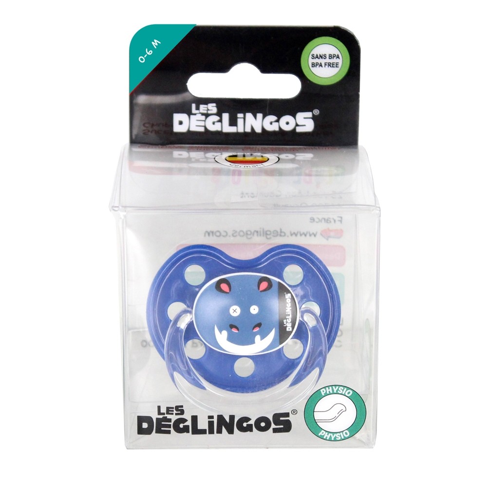 Deglingos Dudlík silikonový hrošík HIPPIPOS 0-6 m modrý