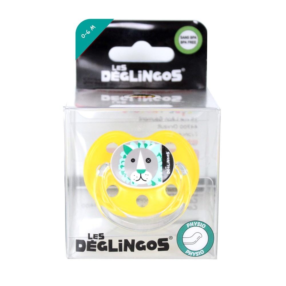 Deglingos Dudlík silikonový lvíček JELEKROS 0-6 m žlutý