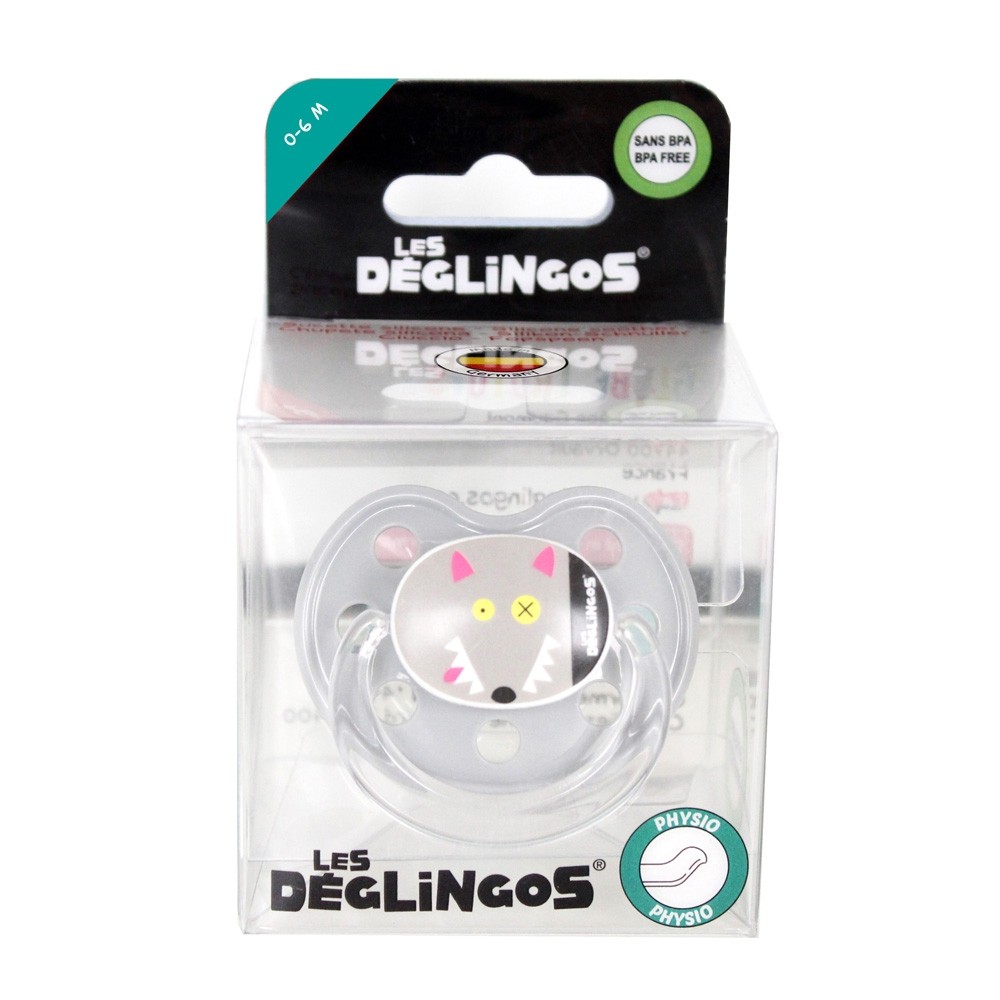 Deglingos Dudlík silikonový vlk BIGBOS 6m+ šedý