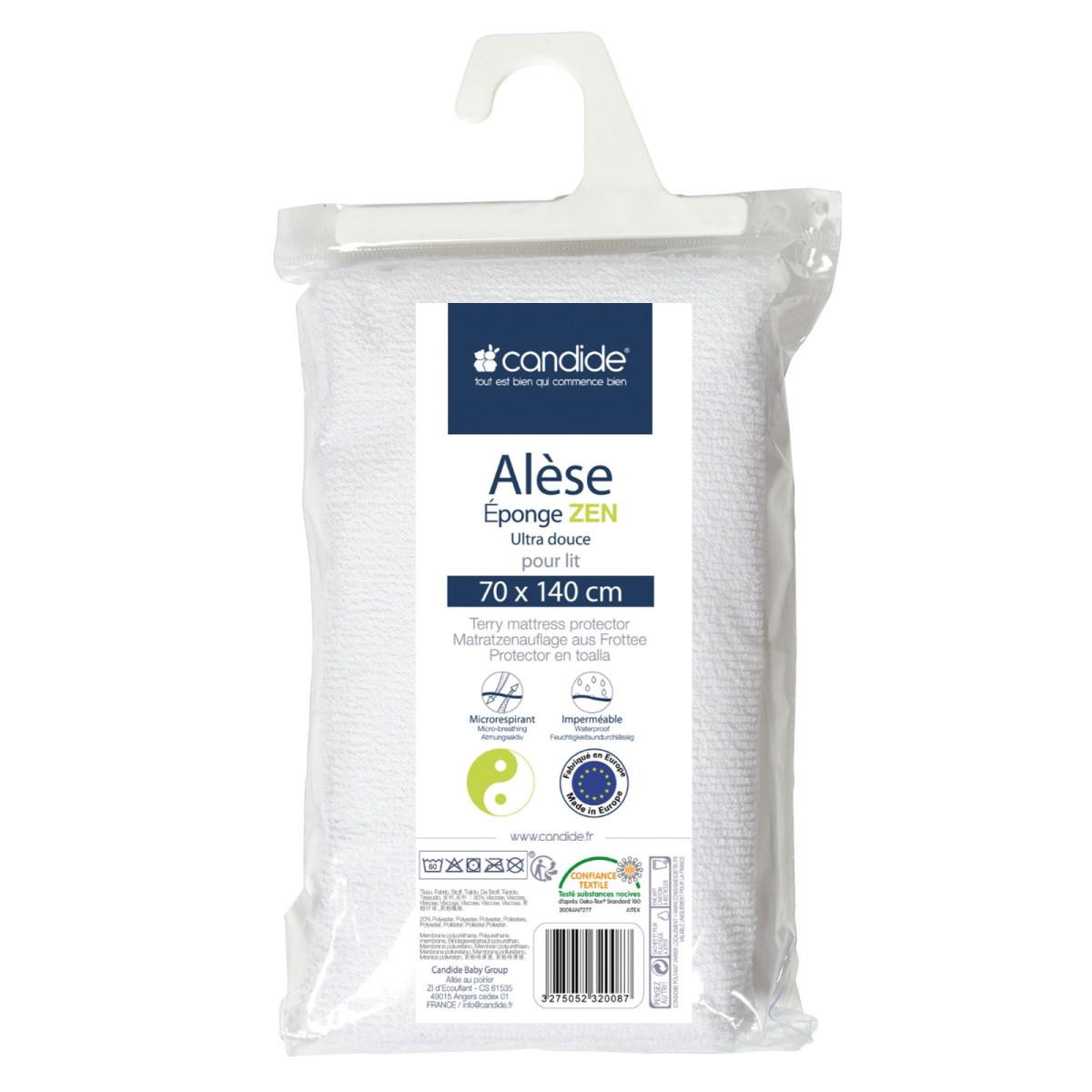 Candide Chránič matrace froté bambusový bílý 70x140 cm