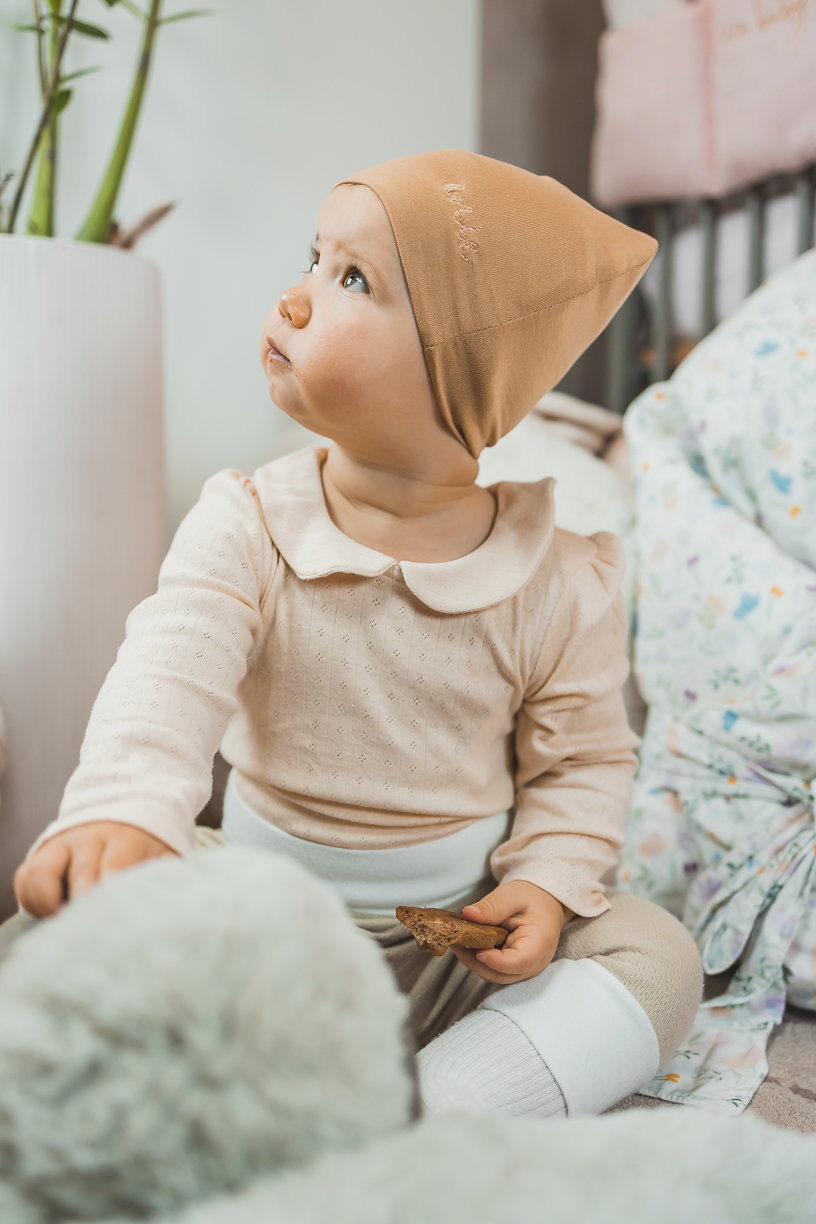 enie baby Dětská čepice BAMBOO 9-12m karamel