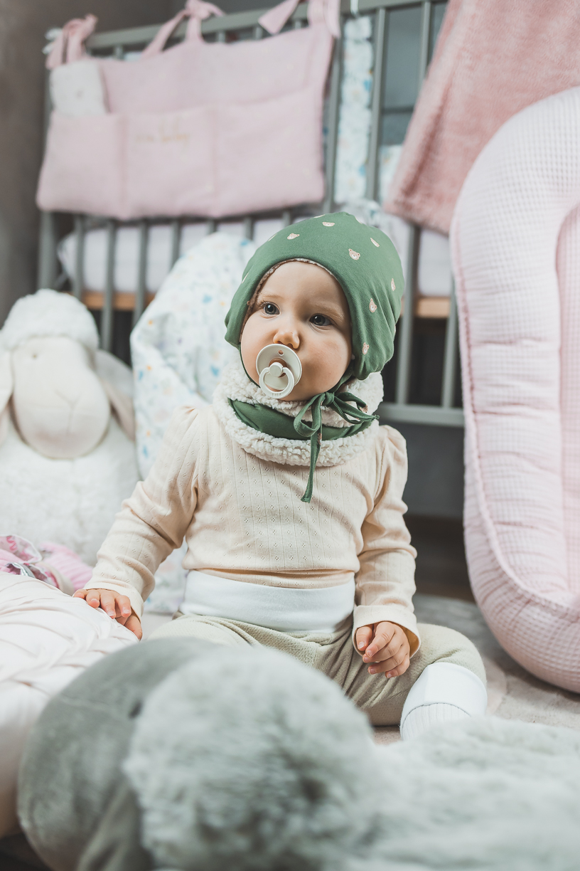 enie baby Dětská čepice zimní 0-3m BEARS GREEN