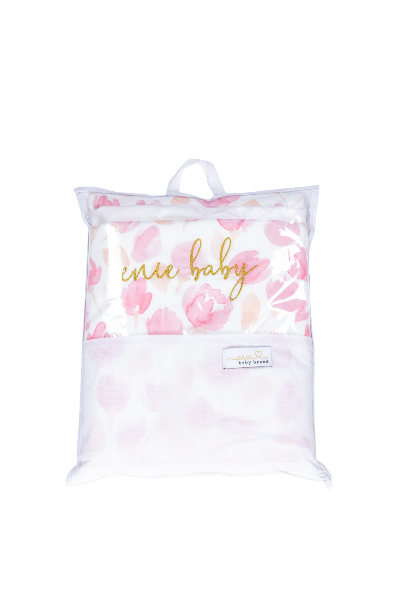 enie baby Povlečení Satine 100x140 a 40x60 cm Pink Leaves